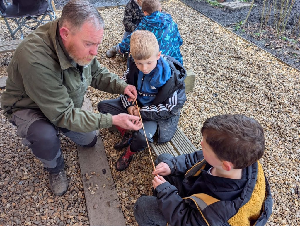 “Children making colourful friendship bracelets during Easter HAF 2026 at Wood‑Sage Outdoor Education